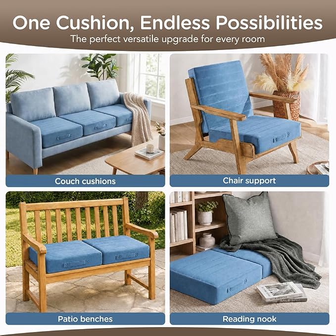 Codi Thick Replacement Couch Cushions 2 Sets, Upholstery Foam - Image 6