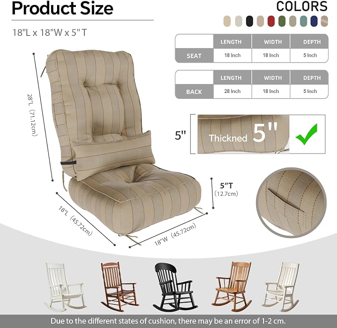 Rocking Chair Cushions with Pillow, Waterproof and Fade-Resistant Thicken - Image 2