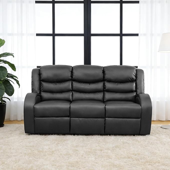 3-Piece Couch Living Room Furniture Sets, Sectional Recliner Sofa Set, Leather by Unknown