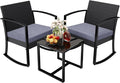 Greesum 3 Pieces Outdoor Furniture Set Patio Bistro Rocking Chairs by BuynowfromGreesum