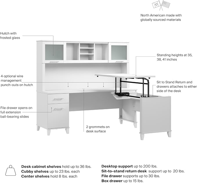 Bush Home 72-Inch L-Shaped Sit to Stand Desk - Image 8