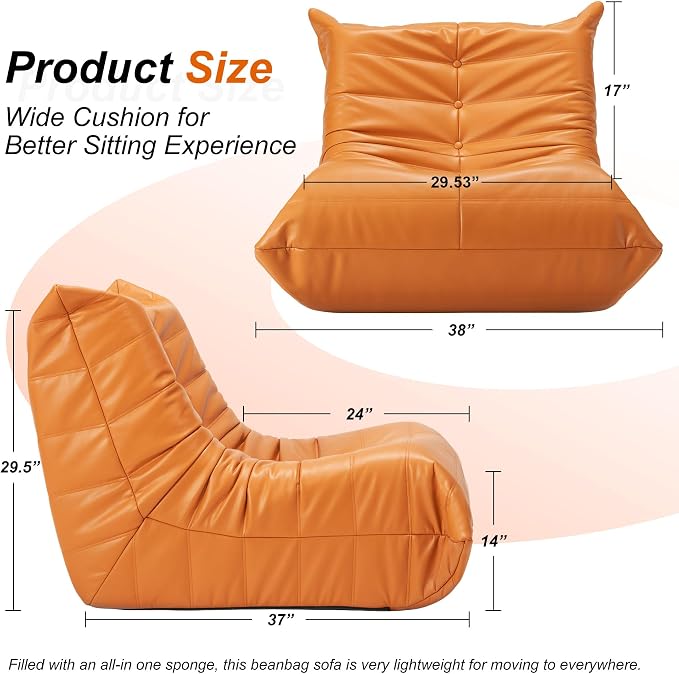 Hobestluk Giant Bean Bag Chair Lazy Floor Sofa, Memory Foam Fireside Sofa - Image 2