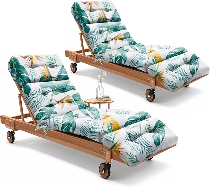 2 Pack Outdoor Chaise Lounge Chair Cushion 75.1 x 22.8 x 4.7 Inches 100% by Uthem