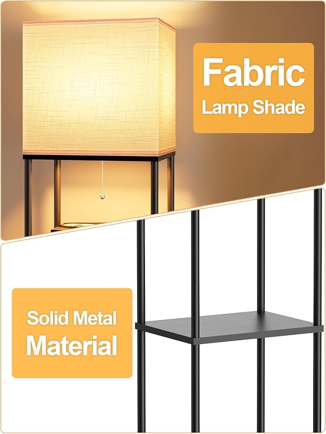 Large Floor Lamp with Shelves, 5-Tier Tall Floor lamp with - Image 4