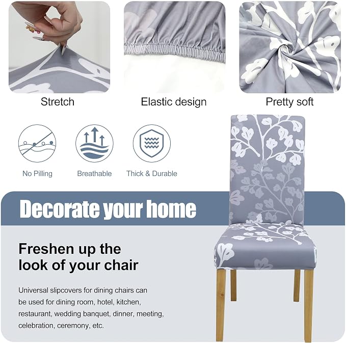 BIETYONE Stretch Dining Chair Covers Set of 4, Soft Removable Washable Kitchen - Image 3