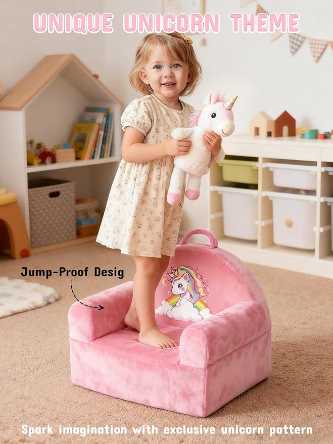 Kids Sofa Chair with Removable Washable Cover & Magic-Tape Backrest Toddler - Image 7
