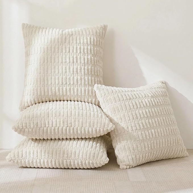 Fancy Homi 4 Packs Boho Cream Decorative Throw Pillow Covers 14x14 Inch - Image 2