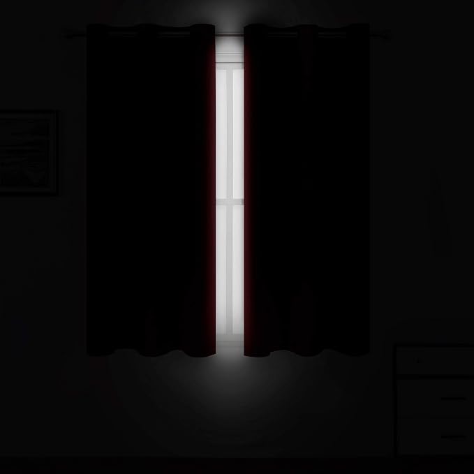 LEMOMO Red Blackout Curtains 40 x 63 Inch Length/Set of 2 Curtain - Image 3