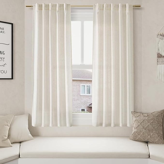 Nanspring Cream Linen Curtains 63 Inch - Image 5