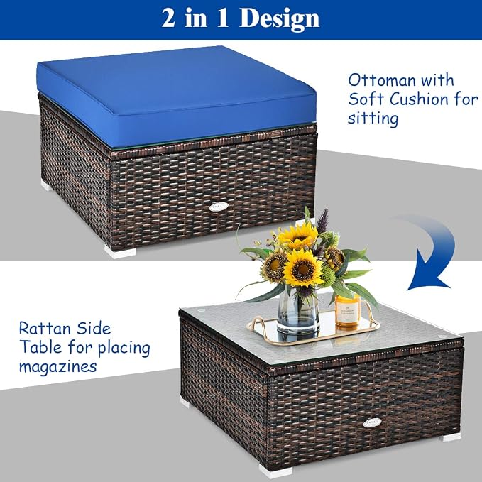 Tangkula 6 Pieces Wicker Patio Furniture Set, PE Rattan Outdoor Sectional - Image 6