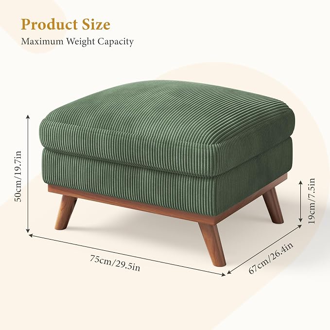 Vesgantti Large Ottoman for Modular Sofa, 29.5" Corduroy Pouf Ottoman - Image 2