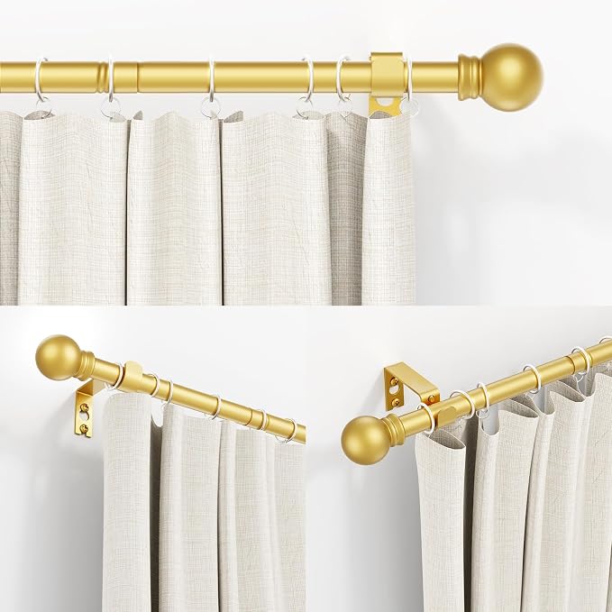 Thestoa Gold Curtain Rods for Windows 30-46 Inch, 5/8" Stainless Steel Small - Image 2