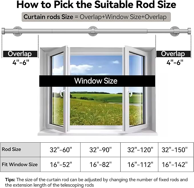 YaFex 2 Pack Heavy Duty Curtain Rods 32-150 Inch, 1 Inch Adjustable Extra Long - Image 7