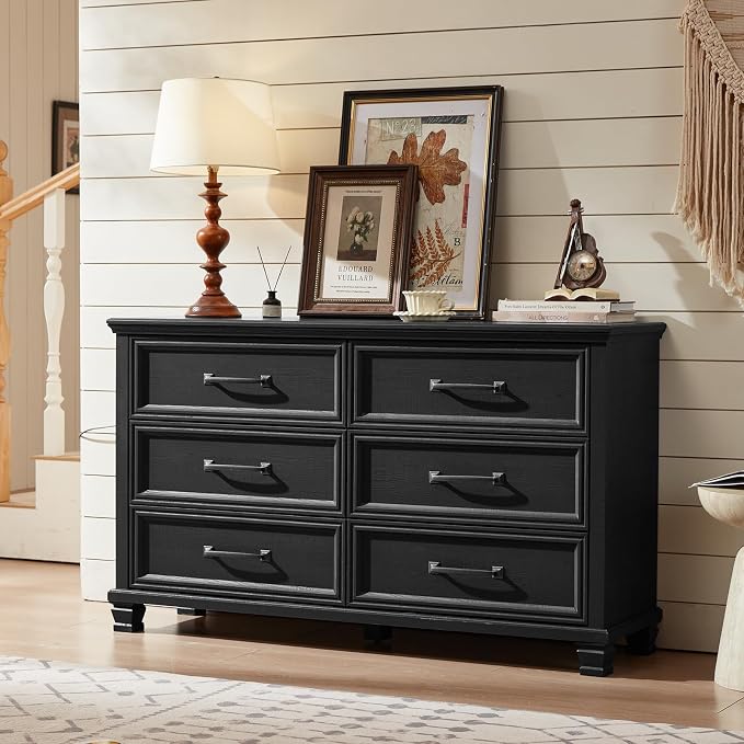 SAVOR LIFE Farmhouse Black 6 Drawer Dresser - Image 7