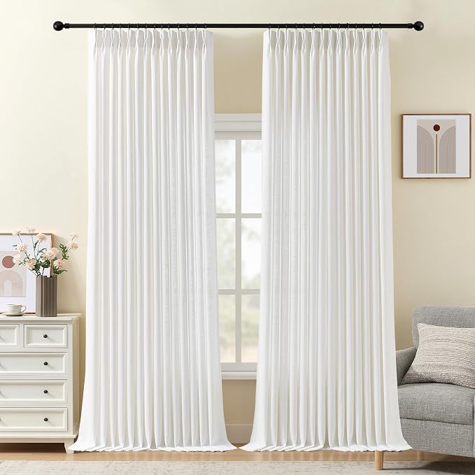 IVAPUPU Snow White Pinch Pleated Curtains 108 Inch Long by IVAPUPU