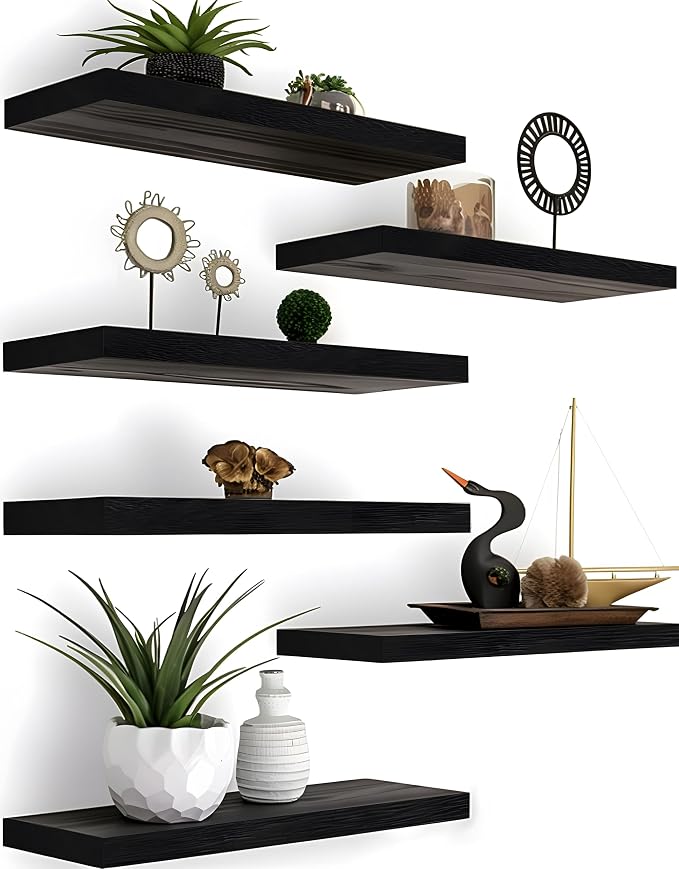 YYWUOJJ Wood Floating Shelves for Wall Decor, Rustic Wall Shelves for Bedroom by YYWUOJJ
