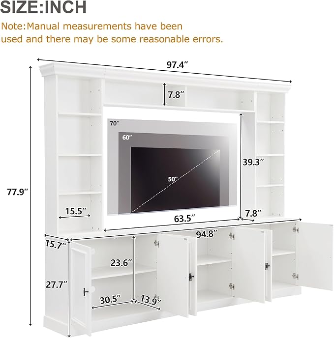 Merax 97.4" W Wall Unit Entertainment Center, TV Stand - Image 6