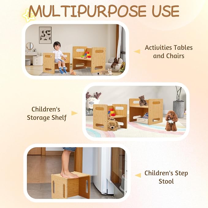 Montessori Table and Chair Set, Bamboo Wood Weaning Table and Chair Set - Image 4