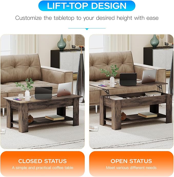 FDW 39.4" Lift Top Coffee Table - Image 6