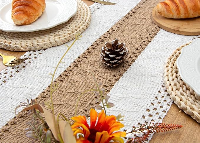 FEXIA Boho Table Runner for Home Coffee Decor 90 Inches Long Farmhouse Rustic - Image 6
