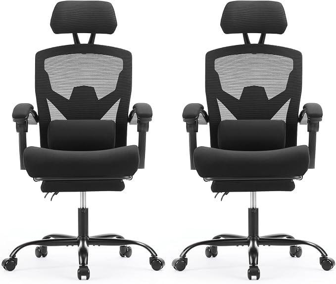 Sweetcrispy Office Computer Desk Chair Set of 2, Ergonomic High-Back Mesh by Sweetcrispy