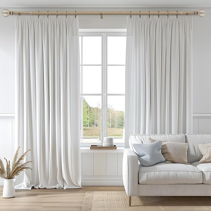 QDWIS Boho Wood Curtain Rods for Windows 66 to 120 inch, Rustic Decorative - Image 2