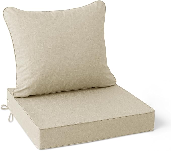 Summsun Patio Chair Cushions 19 x 19 Inch, Faux Linen Outdoor Furniture Cushions by SUMMSUN