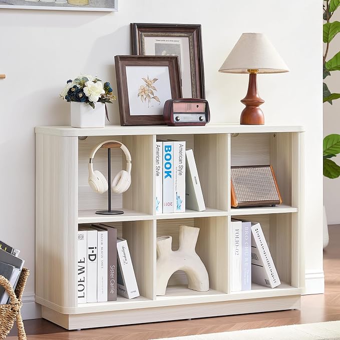 Joaxswe 6 Cube Bookcase, Wood Low Floor Standing Bookshelf by Joaxswe