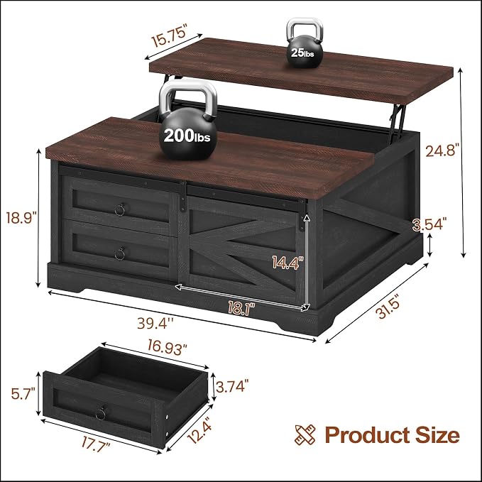 Itaar 39.4'' Lift Top Coffee Table - Image 2