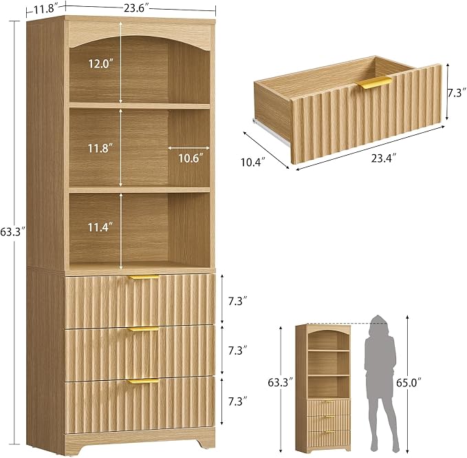 TEENFON 63.3" Tall Bookshelf, Bookshelves and Bookcases - Image 2