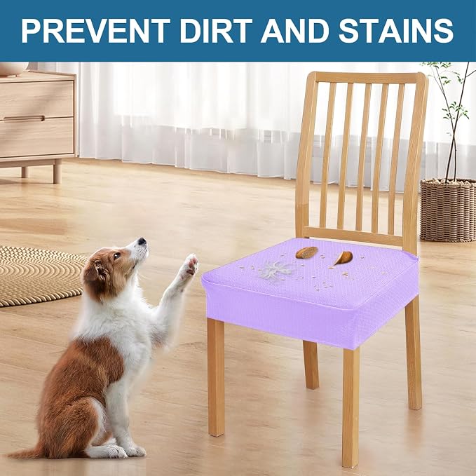 Smiry Waterproof Seat Covers for Dining Room Chairs Set of 6, Stretch Jacquard - Image 6