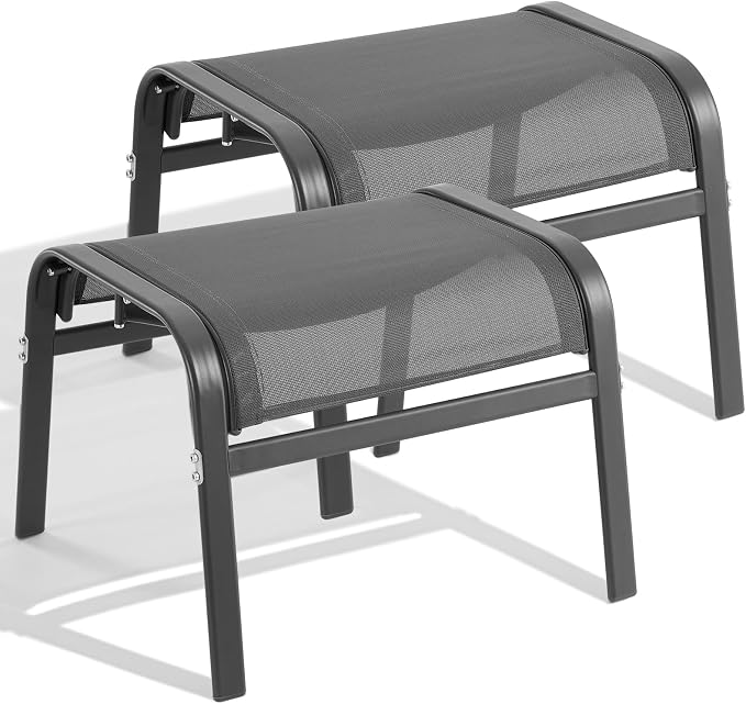 ONBRILL Outdoor Ottoman Set of 2, All Weather Outdoor Foot Stool by ONBRILL
