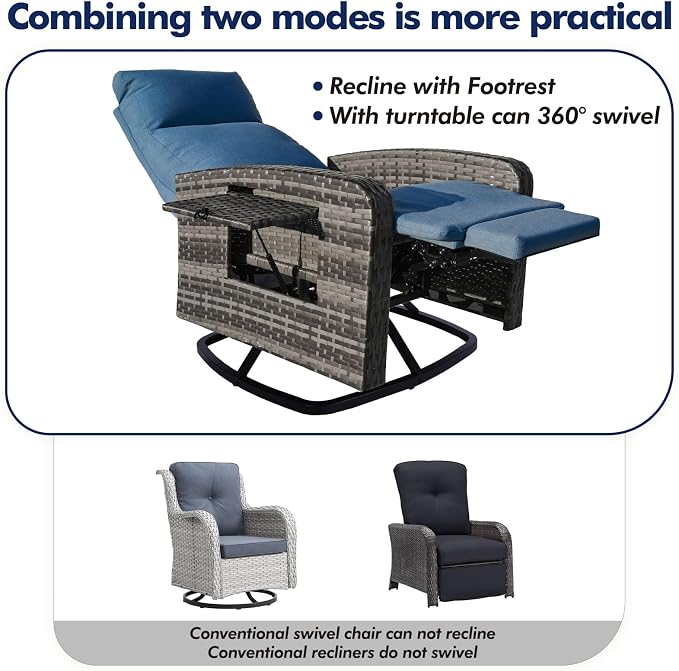 ZZW Outdoor Recliner Chair Set of 2, Wicker Patio Recliners - Image 6