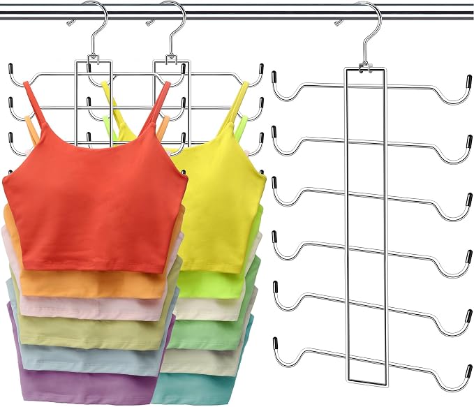 Metal Tank Top Hanger 2 Pack, Space Saving Bra Organizer by CLODSPAC