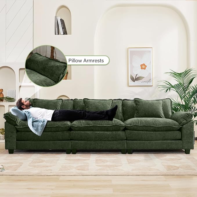 Oprisen 120" Modular Sectional Sofa, Comfy Cloud Couch Sectional, Chenille Sofa - Image 5