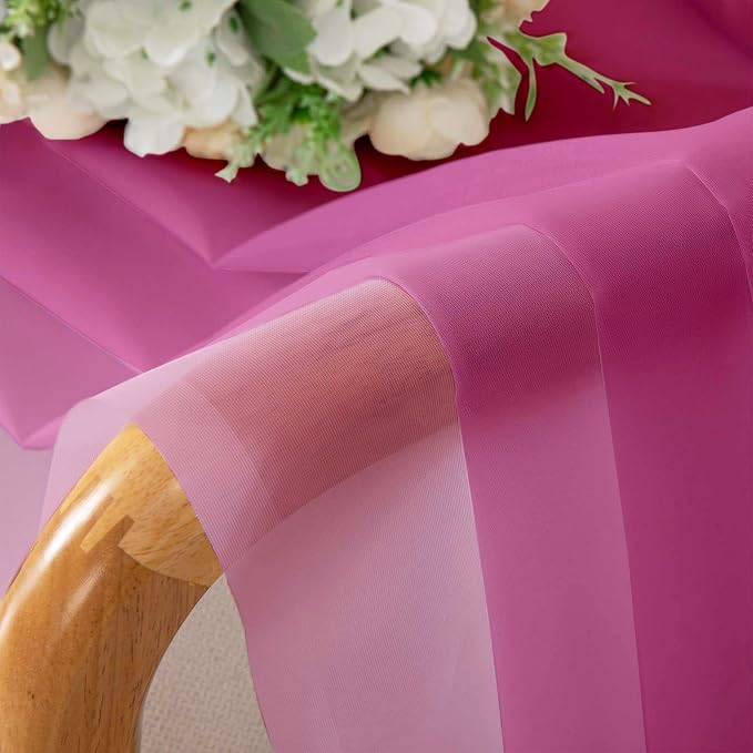 Lecloud Hot Pink Sheer Curtains 90 Inches Long 2 Panels, Solid Voile Privacy - Image 7