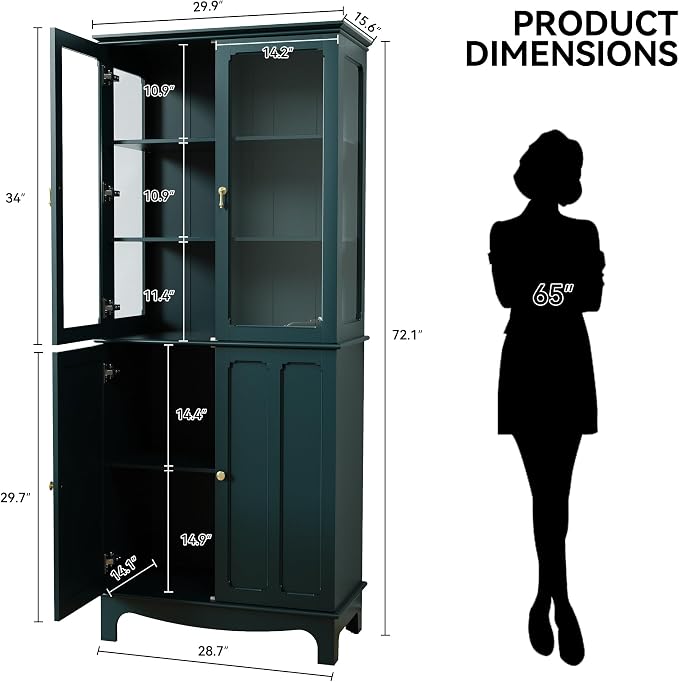 ARTPOWER 72" Freestanding Kitchen Pantry Storage Sideboard, Classical Tall - Image 2