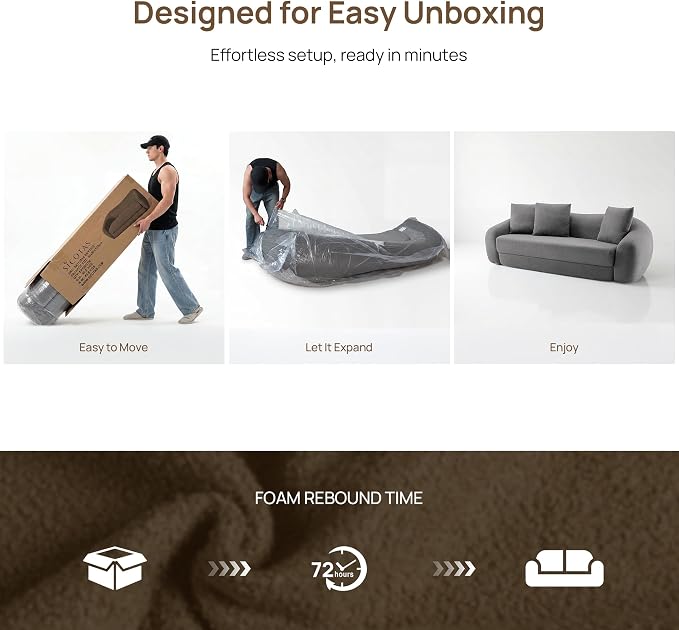 SICOTAS Curved Sofa Couch Bed for Living Room Convertible Futon Cloud Boneless - Image 8