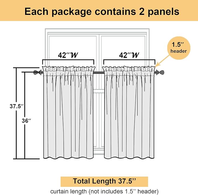 Lecloud White Sheer Curtains 36 Inch Length 2 Panels Set, Airy Breathable Voile - Image 4