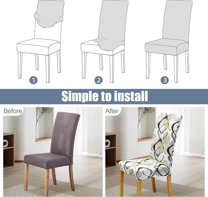 BIETYONE Stretch Dining Chair Covers Set of 4, Soft Removable Washable Kitchen - Image 4