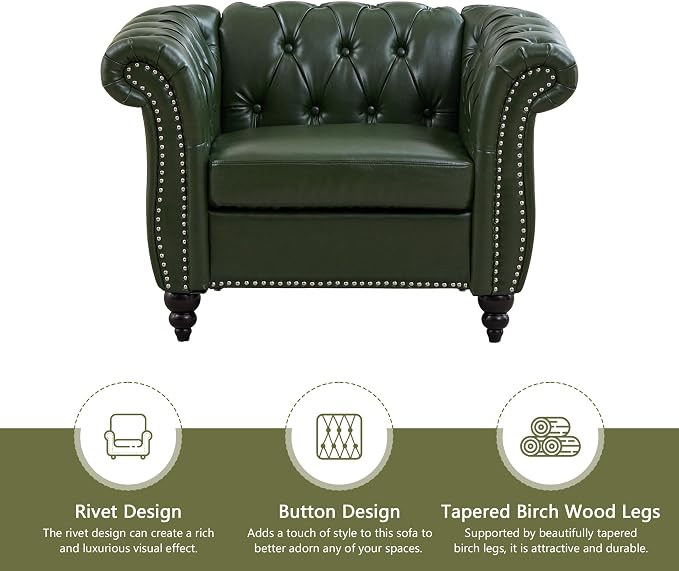 QHITTY 2 Piece Living Room Set, Sectional Chesterfield Sofa Chair Contemporary - Image 5