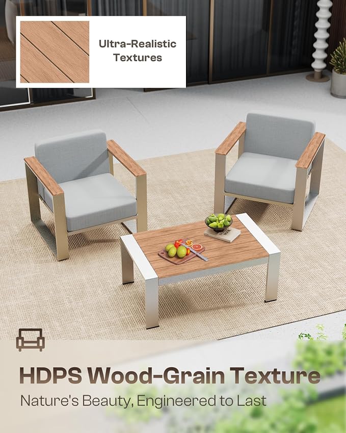 Aluminum Patio Furniture Set, 5 Seats Outdoor Patio Conversation Sets - Image 4