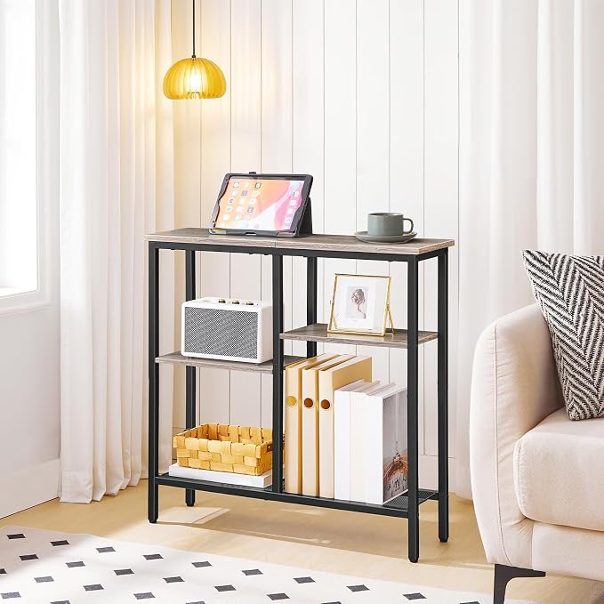 HOOBRO Narrow Console Table, Sofa Table, 4-Tier Industrial Entryway Table - Image 4