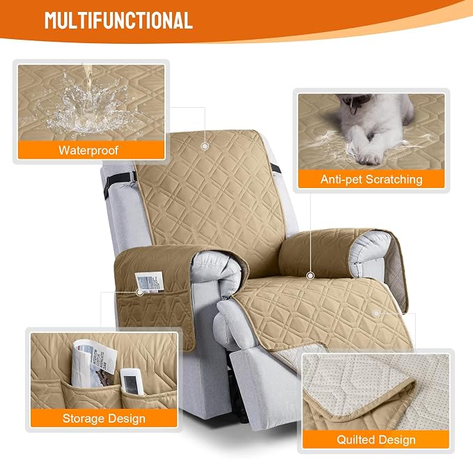VANSOFY 100% Waterproof Recliner Chair Covers, Recliner Cover Non-Slip Dog - Image 7