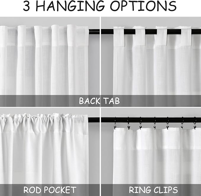 Nanspring White Extra Long Curtains 2 Panels Set 111 Inches Long - Image 2