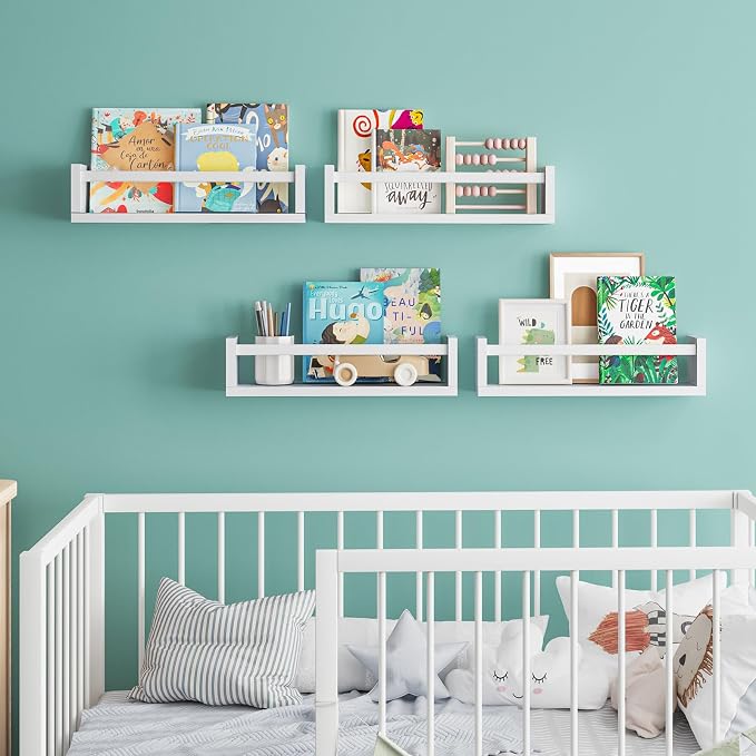 Fixwal Floating Book Shelves for Wall, 16.5 Inch Nursery Book Shelves for - Image 4