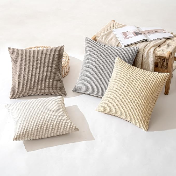 MIULEE Neutral Harmony Decorative Pillow Covers 20x20 Inch Set of 4 Rustic - Image 4