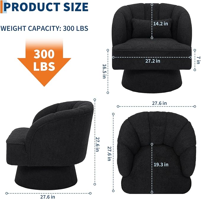 Garvee Ultra-Plush Swivel Accent Chair, 360° Barrel Lounge Chair - Image 2