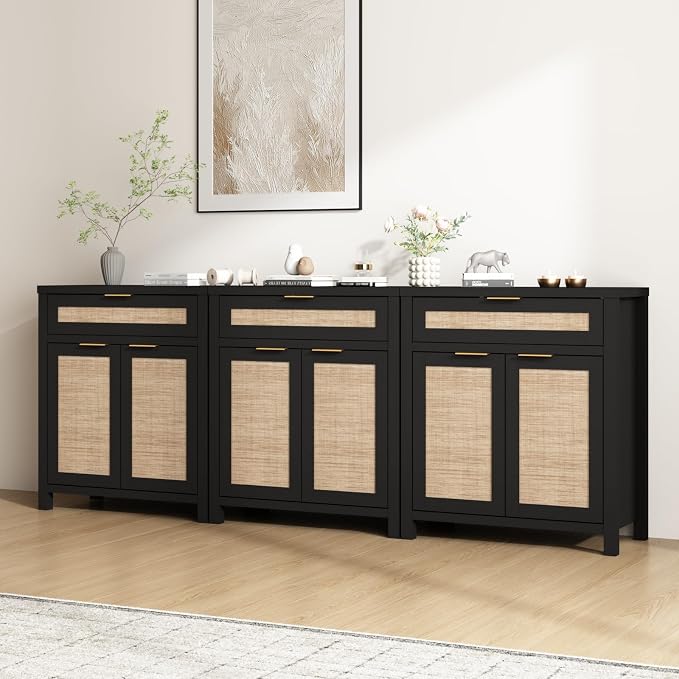 HOKYHOKY Rattan Sideboard Buffet Cabinet, Boho Storage Cabinet - Image 7