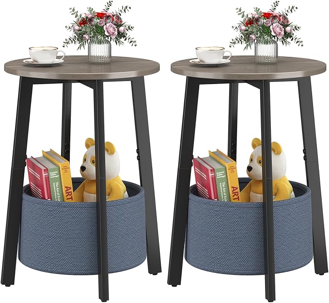 sthmec Small Round Side End Table Set of 2 by Unknown